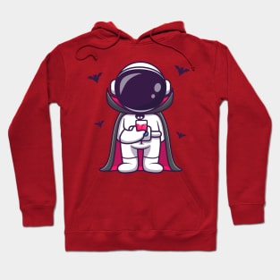 Cute Astronaut Dracula Drink Blood Cartoon Hoodie